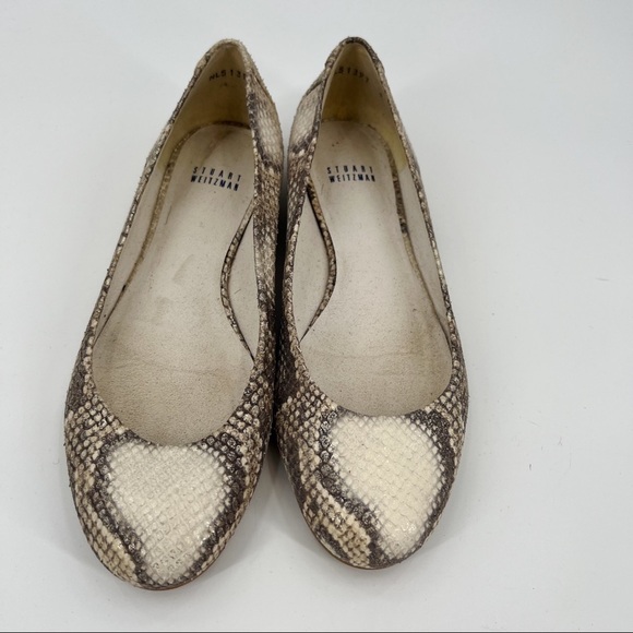 STUART Weitzman snake print rounded toe flats size 9 - Picture 2 of 8